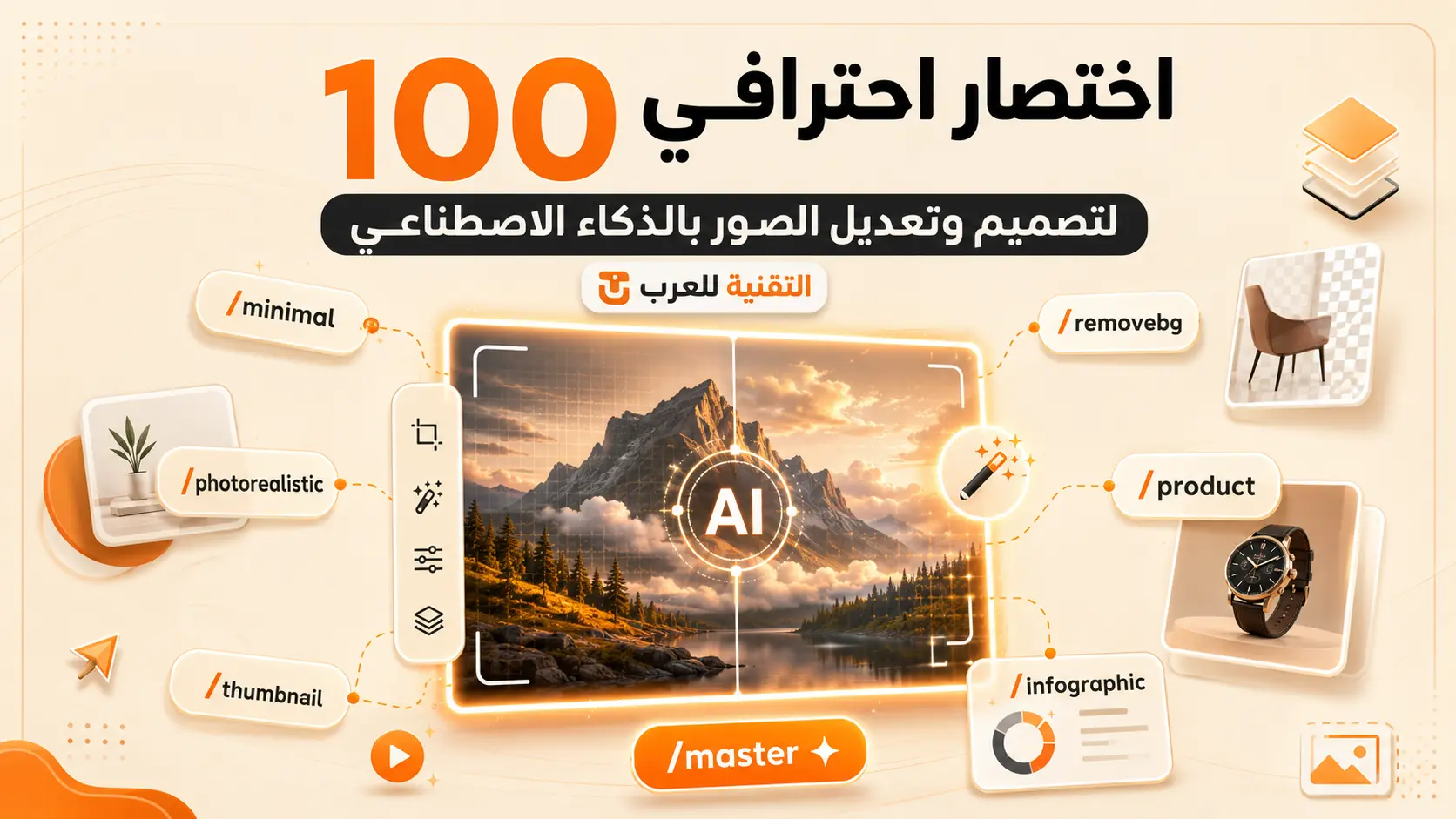 100 اختصار احترافي لتصميم وتعديل الصور بالذكاء الاصطناعي