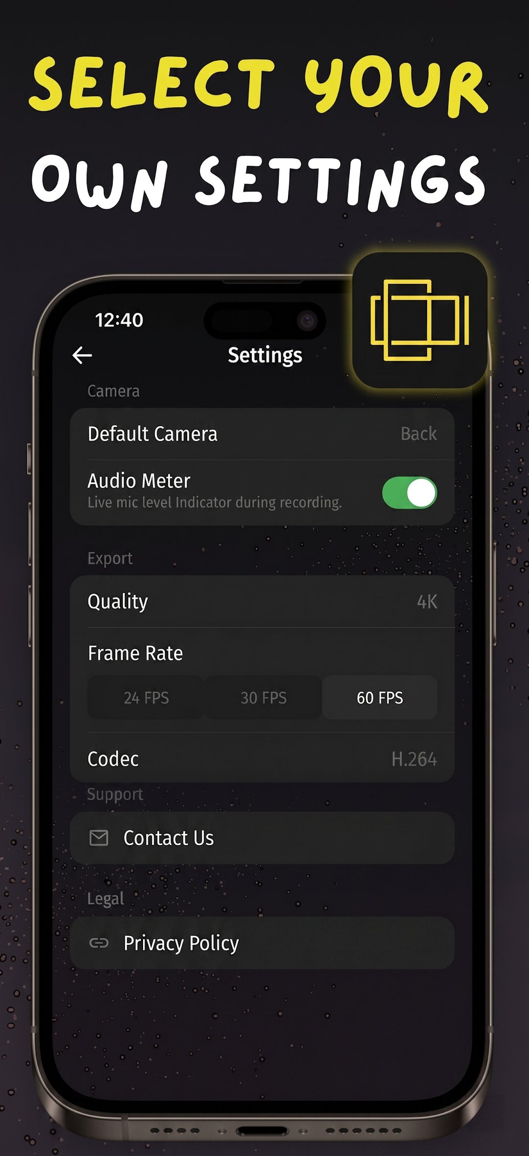 تطبيق لتصوير الفيديو أفقي وعمودي في نفس الوقت بدقة 4K screenshot 3