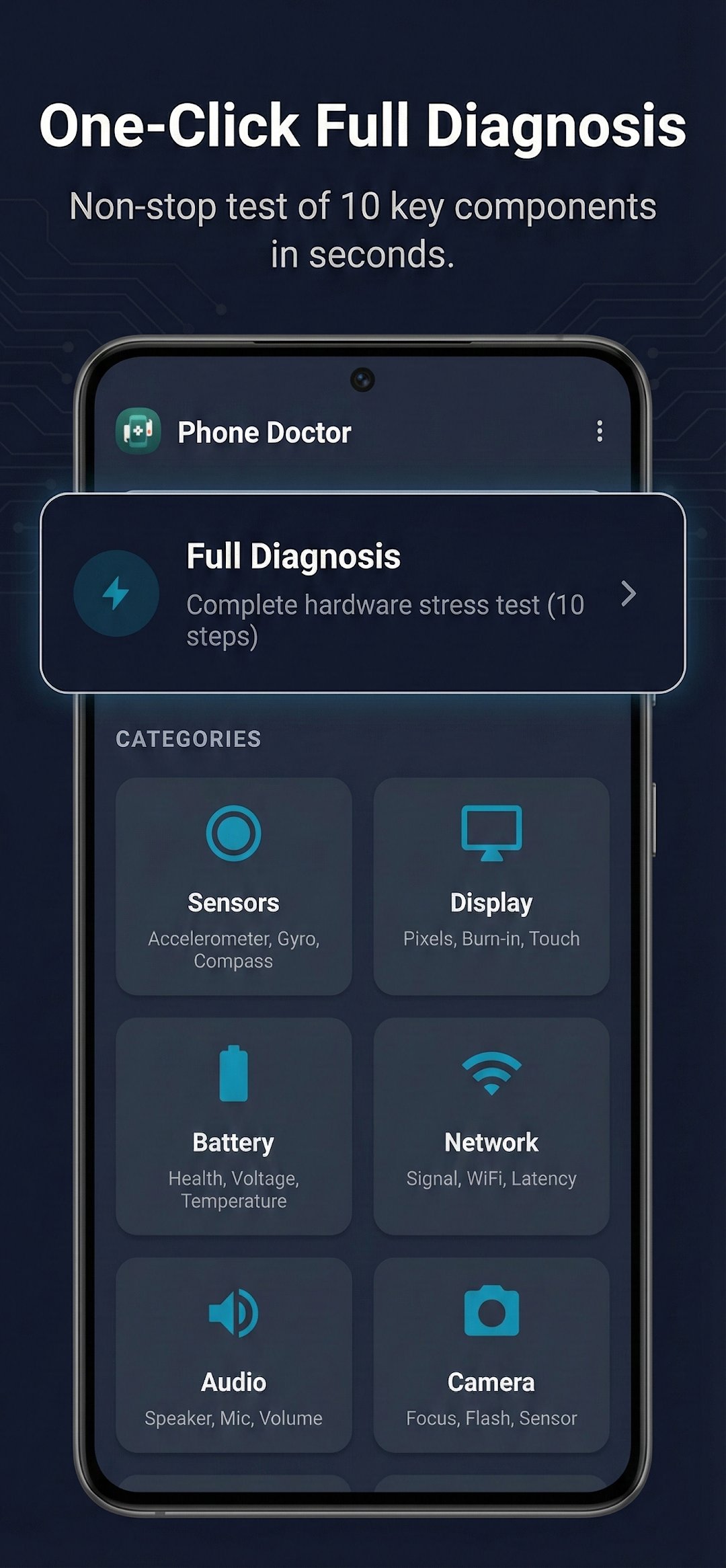 أفضل تطبيق لفحص الهاتف واكتشاف الأعطال وتحسين الأداء screenshot 1
